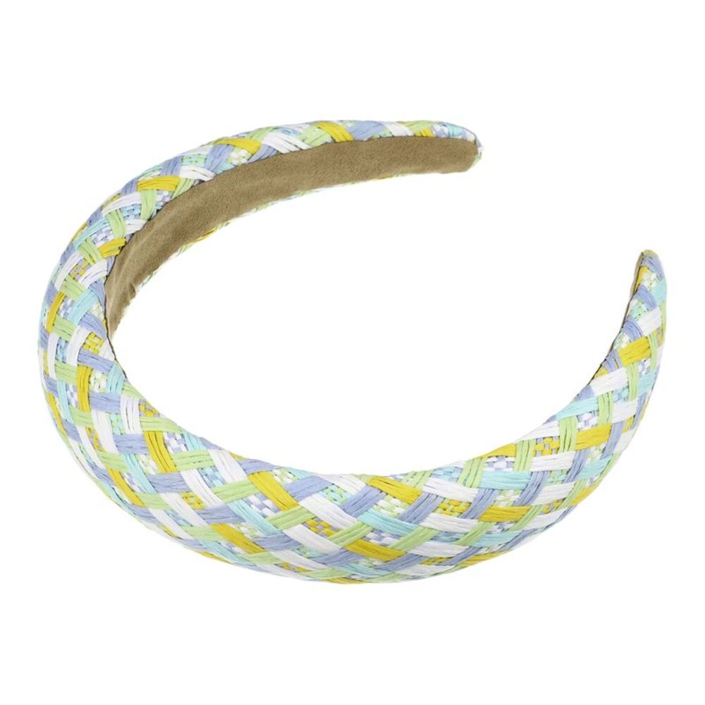 Elegant Foam Raffia Straw Headband Blue